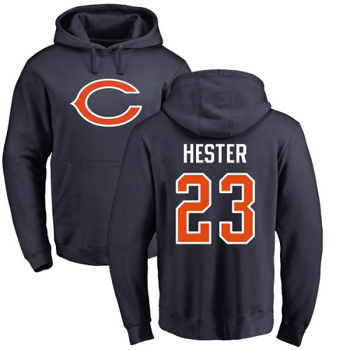 Chicago Bears Men Navy Blue Devin Hester Name and Number Logo NFL Football #23 Pullover Hoodie Sweatshirts